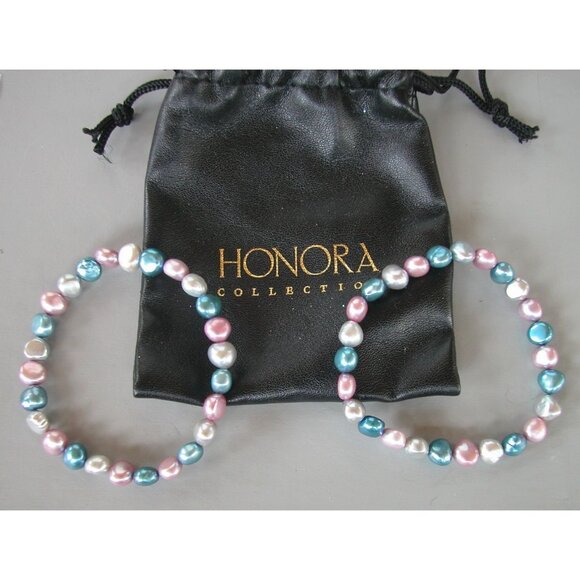 Honora Collection Pink & Blue Cultured Pearl Bracelets With Bag - Picture 1 of 2